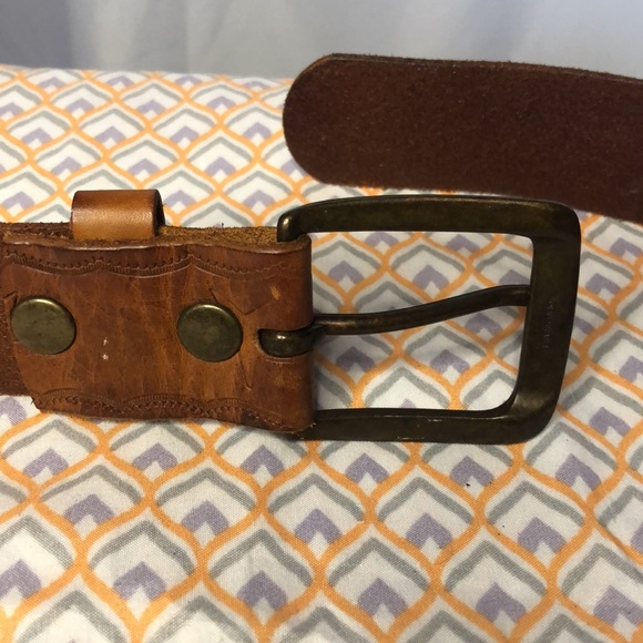 LINEA PELLE brown genuine leather women’s belt with metal studs. Size Medium. - Picture 6 of 12